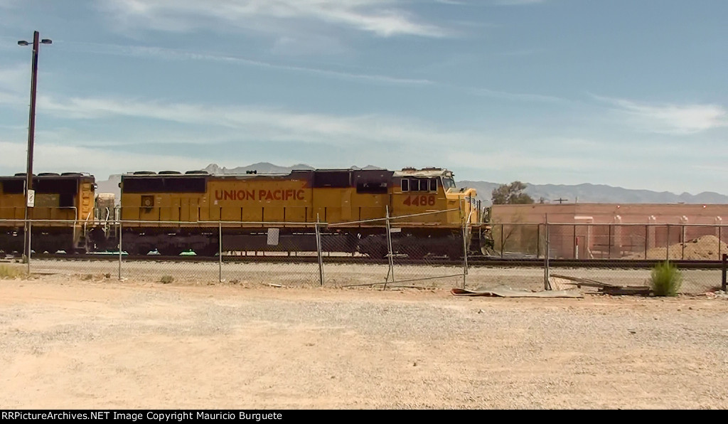 Union Pacific SD70M leading a train